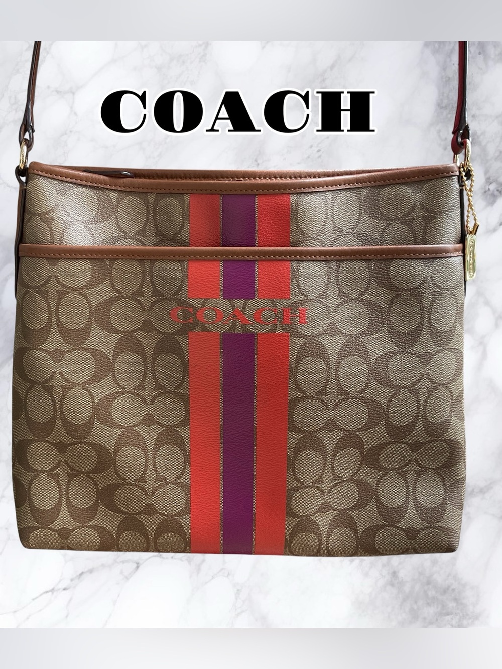 Coach Varsity Stripe File  Crossbody Bag